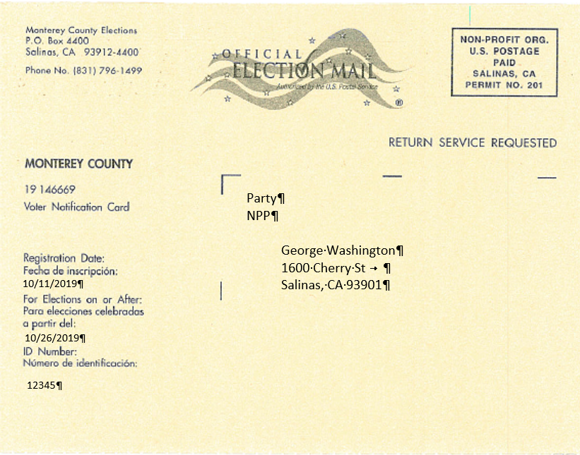 Voter Notification Card Side 1